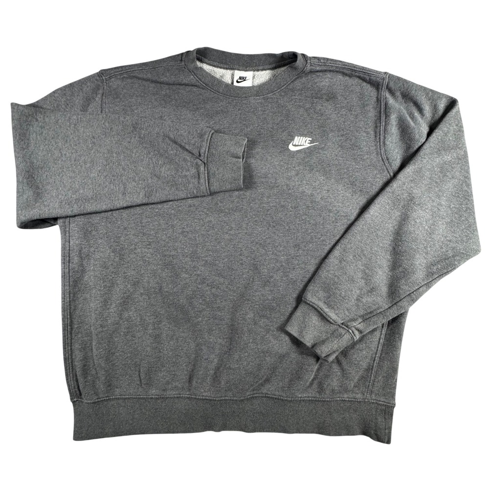 Nike Crewneck Sweatshirt Mens Large Gray BV2662-071 Fleece Pullover Logo Sport